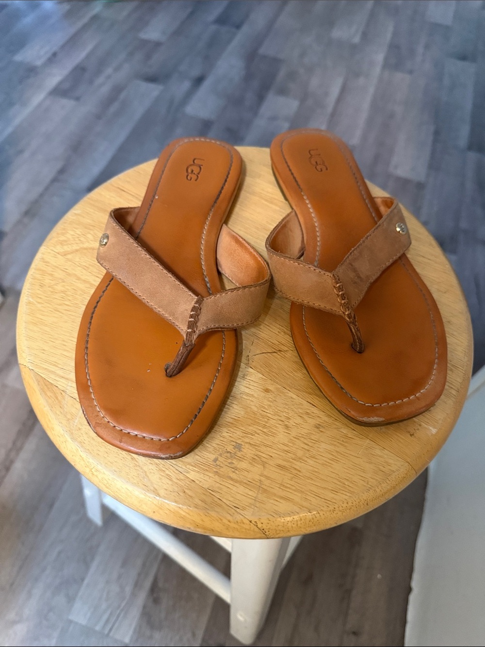UGG Women's Tan Suede Toe-Post Sandals